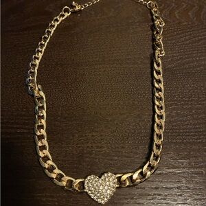 Gold Heart Pavé Chain Necklace - Women Jewelry